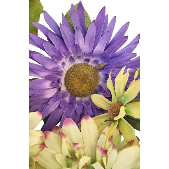 Artificial Floral Heads – Purple & Green Fabric Flowers for Wreaths, DIY Crafts, - Picture 2 of 13